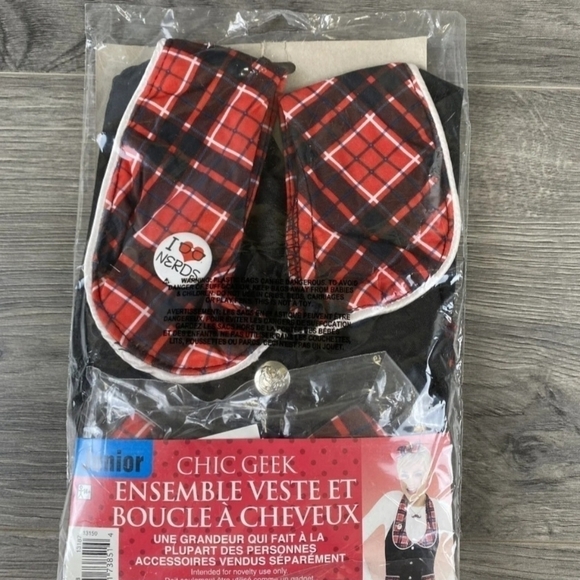 NWT Geek Chic Vest & Hair Bow Kit Juniors OS Halloween Costume Cosplay Nerd New - Picture 3 of 6